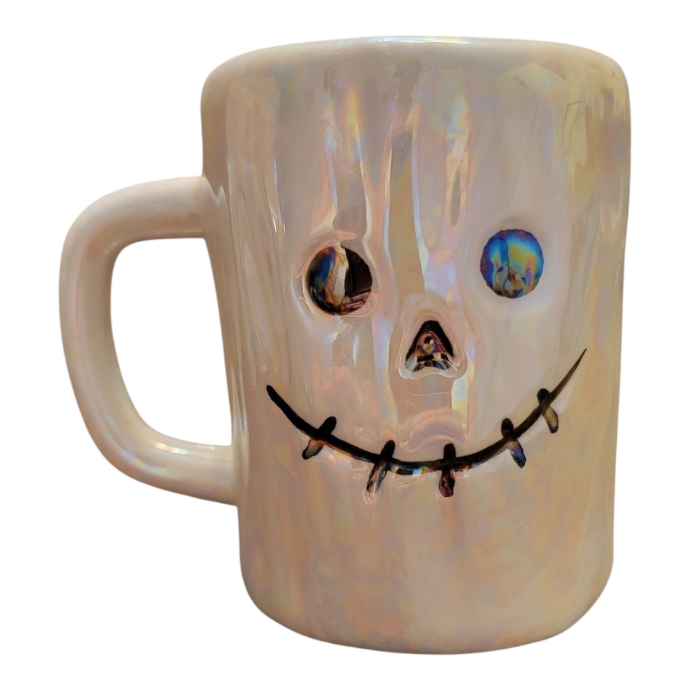 Scarecrow Halloween Mugs with Spooky Face Ceramic Microwave safe. Pearl‎